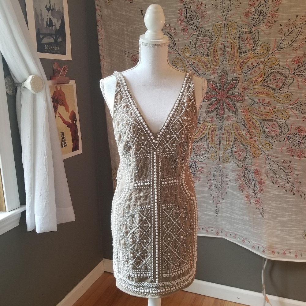 ASOS Design Pearl Embellished Mini Dress